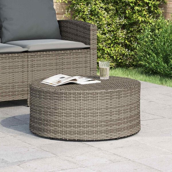 vidaXL Couchtisch f&uuml;r drau&szlig;en Grau &Oslash; 68 x 30 cm Poly-Rattan