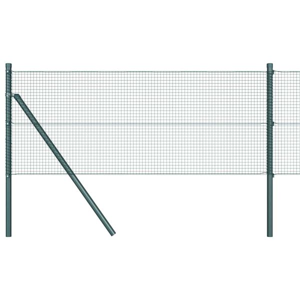 vidaXL Zaunpfosten Gr&uuml;n 25 x 0,6 m (16 x 16 mm Draht) Stahl und PVC