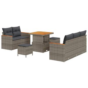 vidaXL Gartensofa-set mit Kissen 10 pcs Grau Poly-Rattan