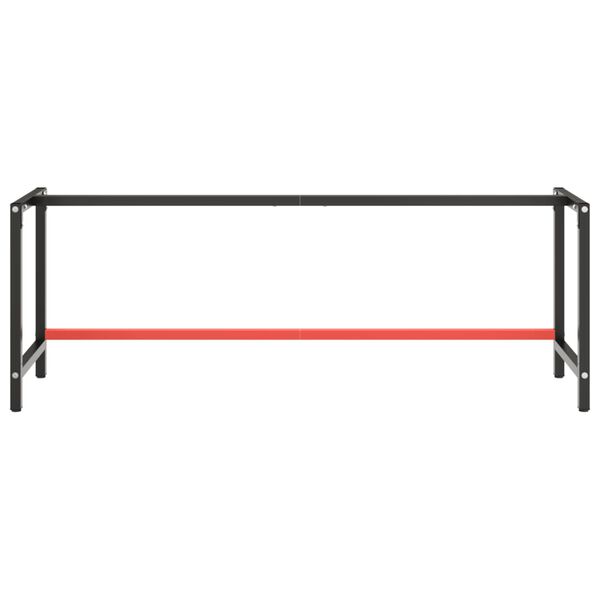 vidaXL Werkbankgestell Mattschwarz und Mattrot 220x57x79 cm Metall