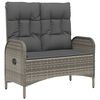 vidaXL Gartenbank mit Liegefunktion und Kissen 107 cm Poly Rattan Grau