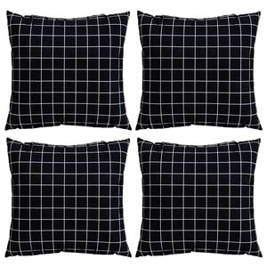 vidaXL Streupillows 4 stk. Polyesterstoff Schwarz kariert 50 x 50 cm