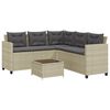 vidaXL Gartensofa in L-Form mit Tisch und Kissen Hellgrau Poly Rattan