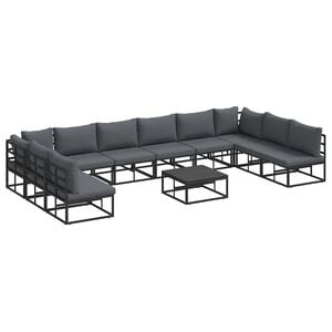 vidaXL Gartensofa-set 11 stk. Schwarz Aluminium