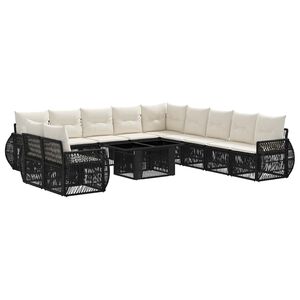 vidaXL Gartensofa-set 12 stk. Schwarz und Cremewei&szlig; Poly-Rattan