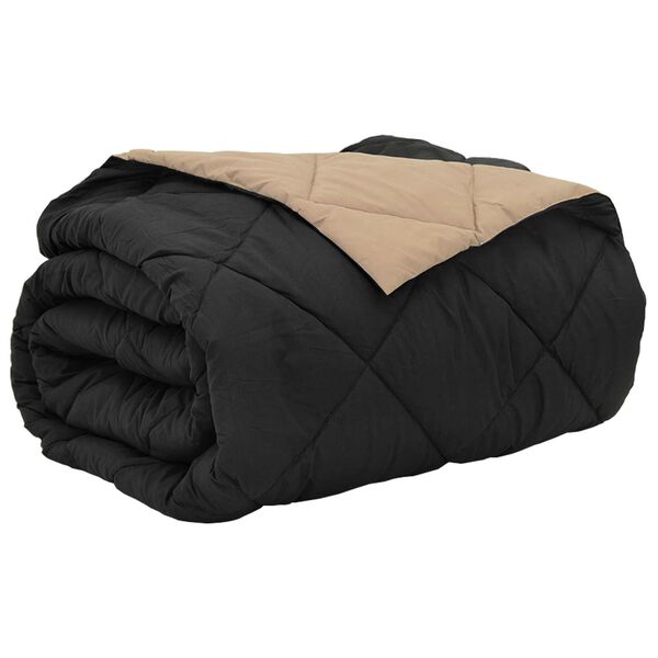 vidaXL Sommerdecke Schwarz und Taupe 240 x 200 cm Mikrofaser