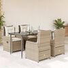 vidaXL 5-tlg. Garten-Essgruppe mit Kissen Beige Poly Rattan