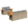 vidaXL 6-tlg. Garten-Sofagarnitur mit Kissen Beige Poly Rattan
