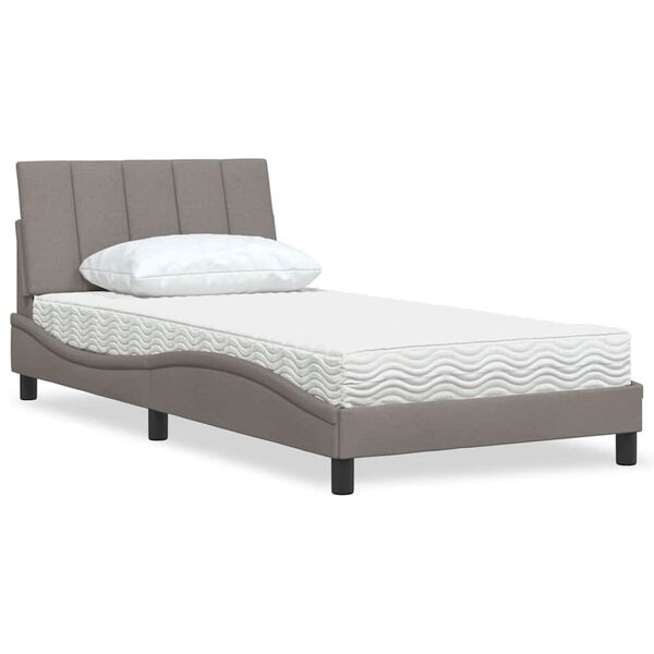 vidaXL Bett mit Matratze "Hanko" Taupe 100x200 cm Stoff