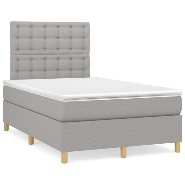 vidaXL Boxspringbett mit Matratze Hellgrau 120x190 cm Stoff