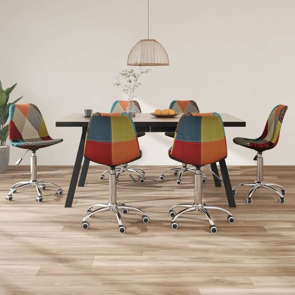 vidaXL Esszimmerst&uuml;hle 6 Stk. Drehbar Patchwork Stoff