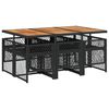 vidaXL 7-tlg. Garten-Essgruppe mit Kissen Schwarz Poly Rattan