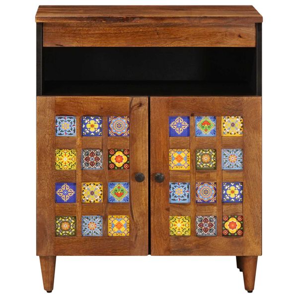 vidaXL Sideboard mit T&uuml;r Walnuss 60 x 33,5 x 75 cm Massivholz Mango