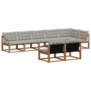vidaXL Outdoor-Sofagarnitur mit Kissen 8 pcs Nat&uuml;rlich und Hellgrau