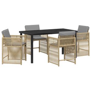 vidaXL Garten Essgruppe 5 pcs Beige Poly-Rattan