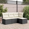 vidaXL Gartenhocker mit Kissen Schwarz 55x55x37 cm Poly Rattan