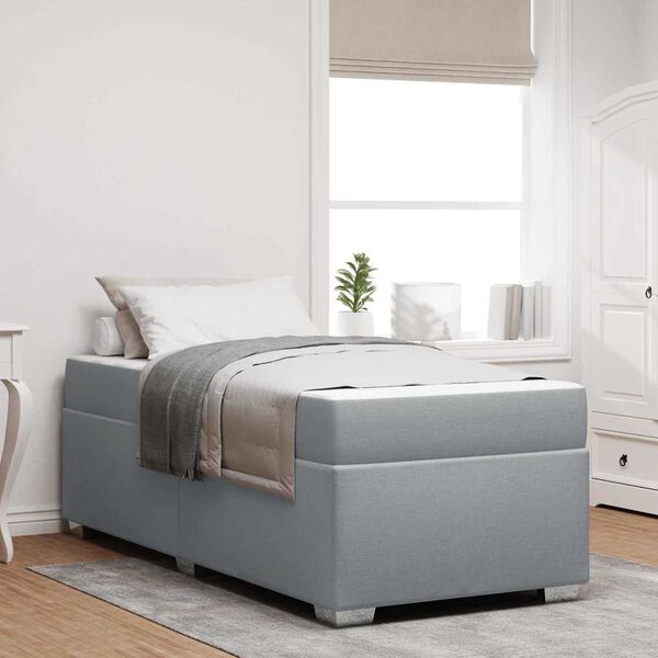 vidaXL Bettrahmen mit Matratze Hellgrau 100 x 200 cm Stoff