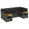 vidaXL 6-tlg. Garten-Sofagarnitur mit Kissen Schwarz Poly Rattan