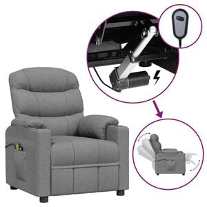 vidaXL Massagesessel Elektrisch Hellgrau Stoff