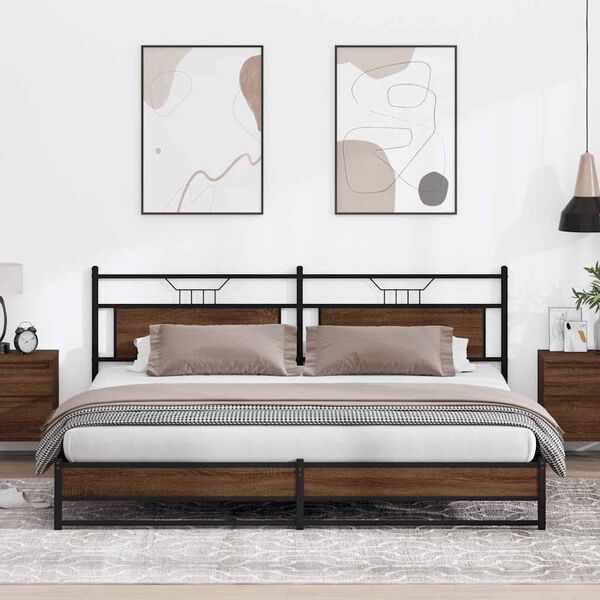 vidaXL Metallbett ohne Matratze Braun Eichen-Optik 200x200 cm