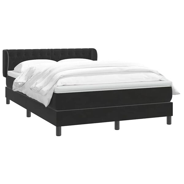 vidaXL Boxspringbett mit Matratze Schwarz 160x220 cm Samt