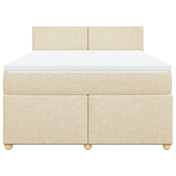 vidaXL Boxspringbett mit Matratze Creme 140x190 cm Stoff