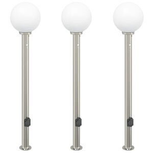 vidaXL Pollerleuchten mit Sensor&Steckdose 3 Stk. 120 cm Edelstahl IP44