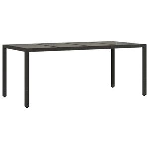 vidaXL Gartentisch mit Glasplatte Schwarz 190x90x75 cm Poly Rattan
