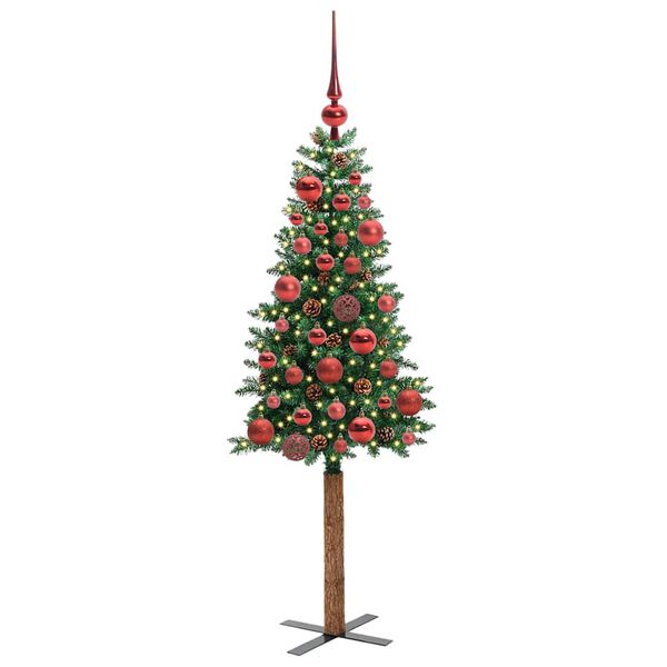 vidaXL Schlanker Weihnachtsbaum mit 150 LEDs mit Ständer Grün 150 cm