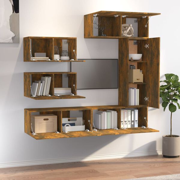 vidaXL 6-tlg. TV-Schrank-Set R&auml;uchereiche Holzwerkstoff