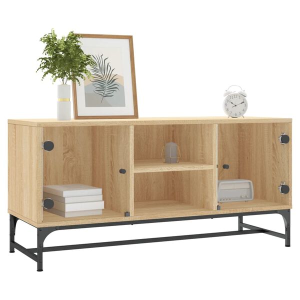 vidaXL TV-Schrank mit Glastüren Sonoma-Eiche 102x37x50 cm