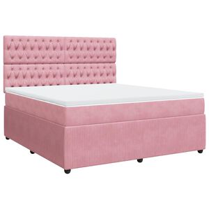 vidaXL Boxspringbett mit Matratze Rosa 180x200 cm Samt