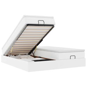 vidaXL Ottoman-Bett mit Matratzen Wei&szlig; 200x200 cm Kunstleder