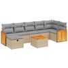 vidaXL 7-tlg. Garten-Sofagarnitur mit Kissen Beige Poly Rattan