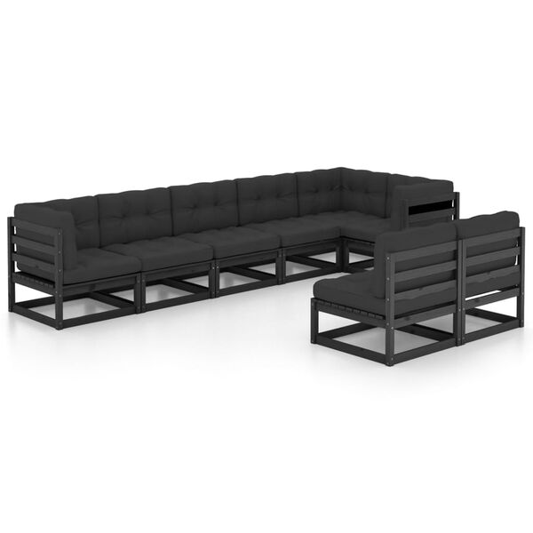 vidaXL 8-tlg. Garten-Lounge-Set mit Kissen Massivholz Kiefer