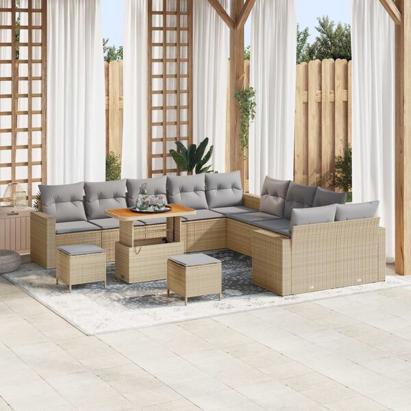 vidaXL Gartensofa-set mit Kissen 17 pcs Beige und Hellgrau Poly-Rattan