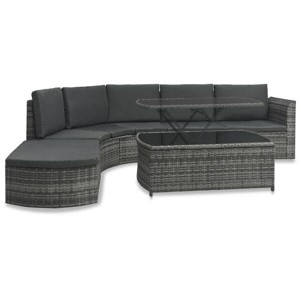 vidaXL 4-tlg. Garten-Lounge-Set mit Auflagen Poly Rattan Grau
