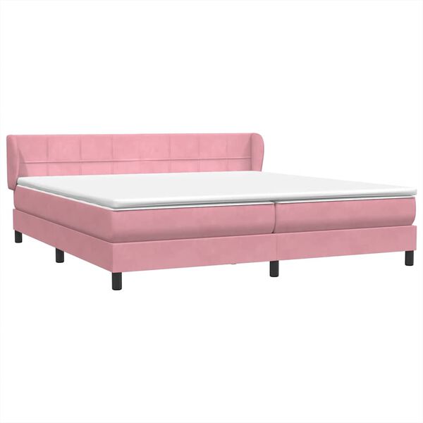 vidaXL Boxspringbett mit Matratzen Rosa 180x210 cm Samt