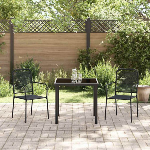vidaXL Garten Essgruppe 3 pcs Schwarz Pulverbeschichteter Stahl