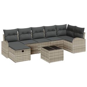 vidaXL Sofa Set 8 stk. Hellgrau Poly-Rattan