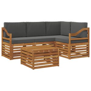 vidaXL Outdoor-Sofagarnitur mit Kissen 5 pcs Natur und Anthrazit