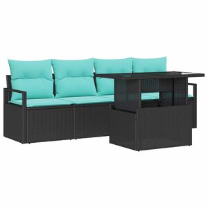 vidaXL Gartensofa-set 5 Stk. 4-Sitzanzahl Schwarz Poly-Rattan