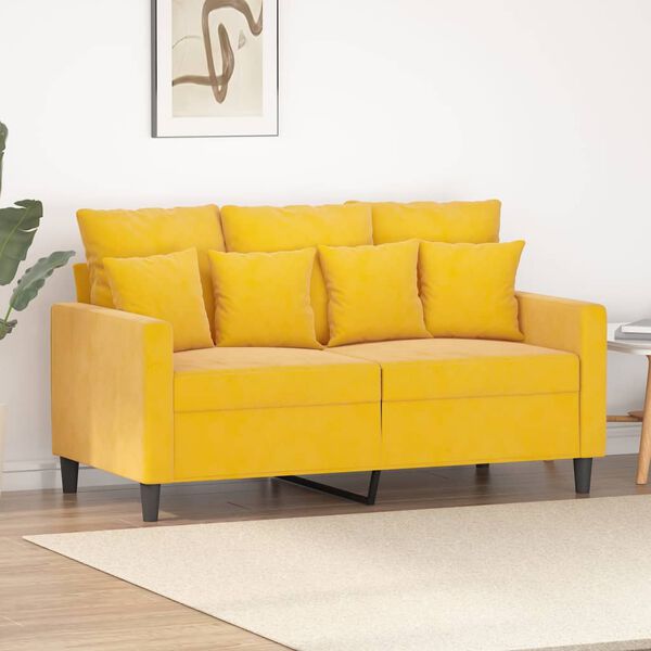 vidaXL 2-Sitzer-Sofa Gelb 120 cm Samt