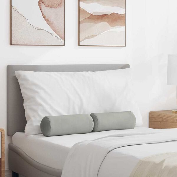 vidaXL Bolsterkissen 2 St&uuml;ck Hellgrau &Oslash; 15 x 40 cm Mikrofaserstoff