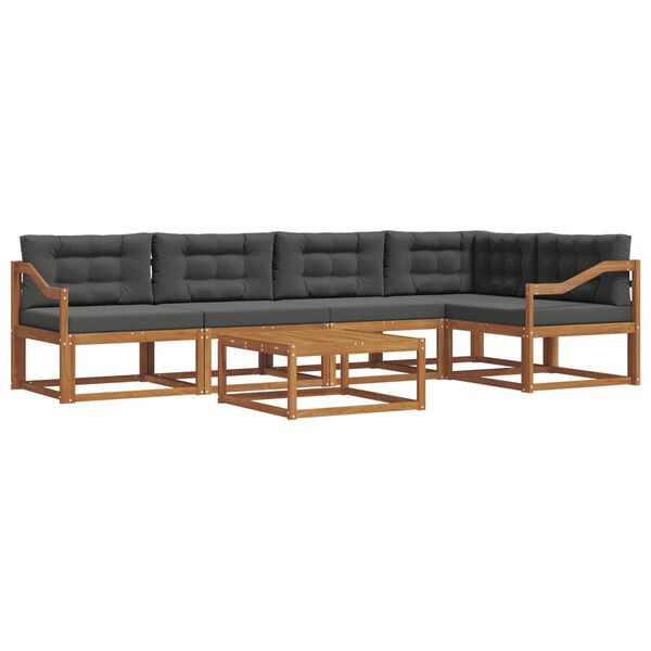 vidaXL Outdoor-Sofagarnitur mit Kissen 6 pcs Natur und Anthrazit