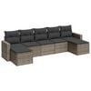 vidaXL 7-tlg. Garten-Sofagarnitur mit Kissen Grau Poly Rattan