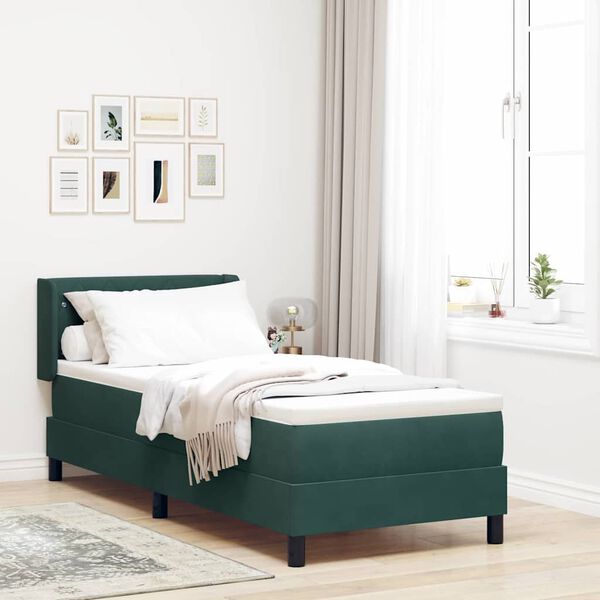 vidaXL Boxspringbett mit Matratze Dunkelgr&uuml;n 200 x 80 cm Samt