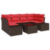 vidaXL Sofa Set mit Kissen 7 pcs Braun Poly Rattan