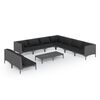 vidaXL 10-tlg. Garten-Lounge-Set mit Kissen Poly Rattan Dunkelgrau