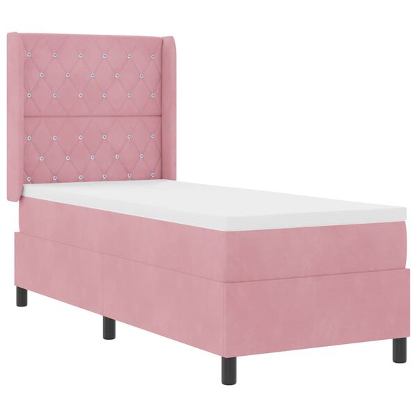 vidaXL Boxspringbett mit Kopfteil Rosa 80 x 200 cm Samt